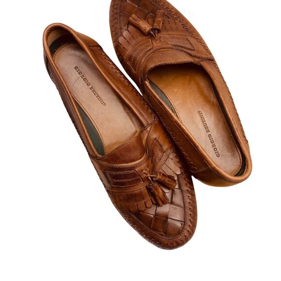 Giorgio Brutini Le Glove Men Aruba Brown Leather Weave Woven Tassel Loafers Sz 9 main image 8